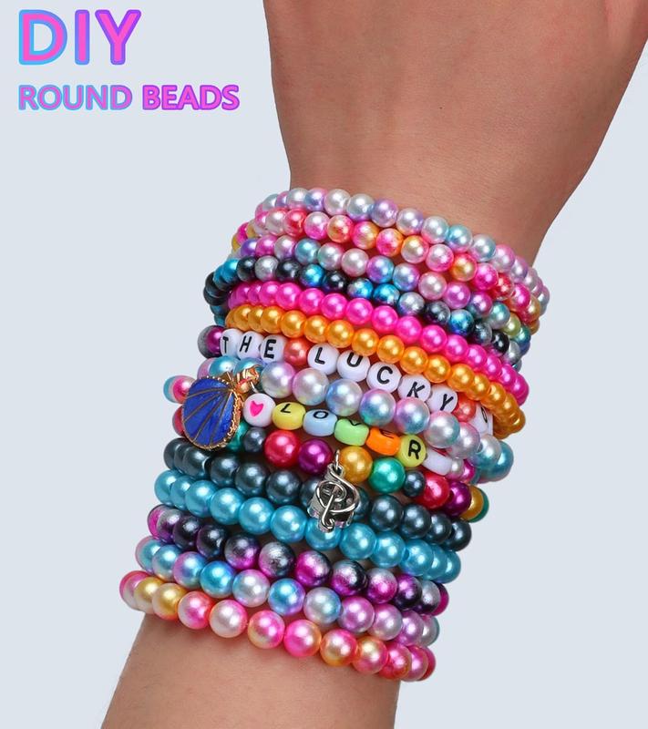 Bracelet Beads Kit - 1020 Pcs Gradient Colorful Round Beads (6mm+8mm) for Jewelry Making, DIY Crafts