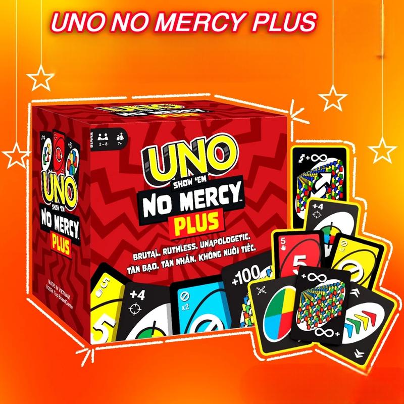 UNO Show 'em No Mercy Card Game by Mattel - 196 Cards, Ultimate Competitive Game for All Ages