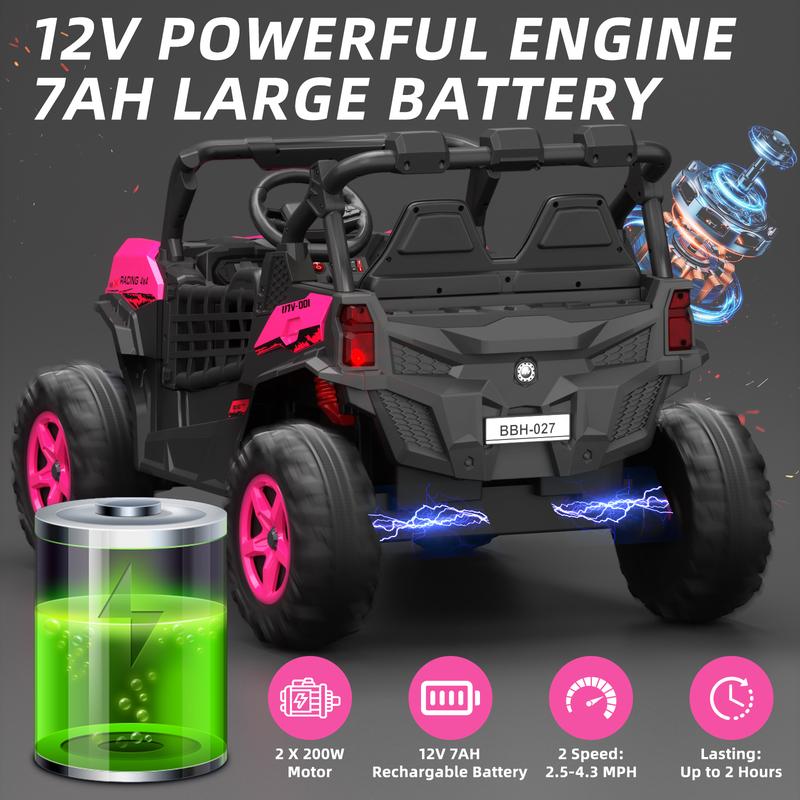 XJD 12V 24V 7AH Ride On Electric Truck Car for Kids w Parent Remote Control, Spring Suspension, LED Lights, AUX Port, Gift for Kids