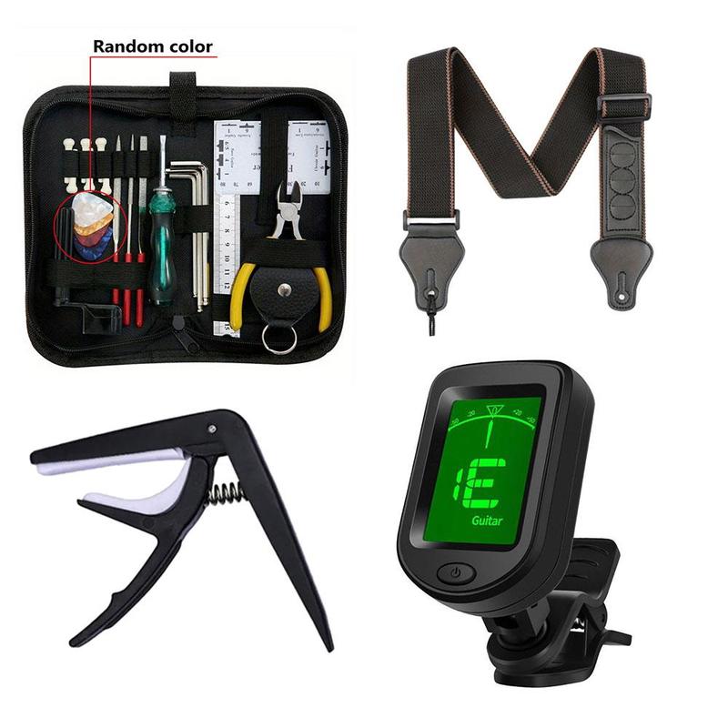 Guitar Maintenance Kit, 1 Set Including Guitar Strap & Capo & Clip-on Electronic Guitar Tuner & Guitar Maintenance Kit, Guitar Accessories for Men & Women