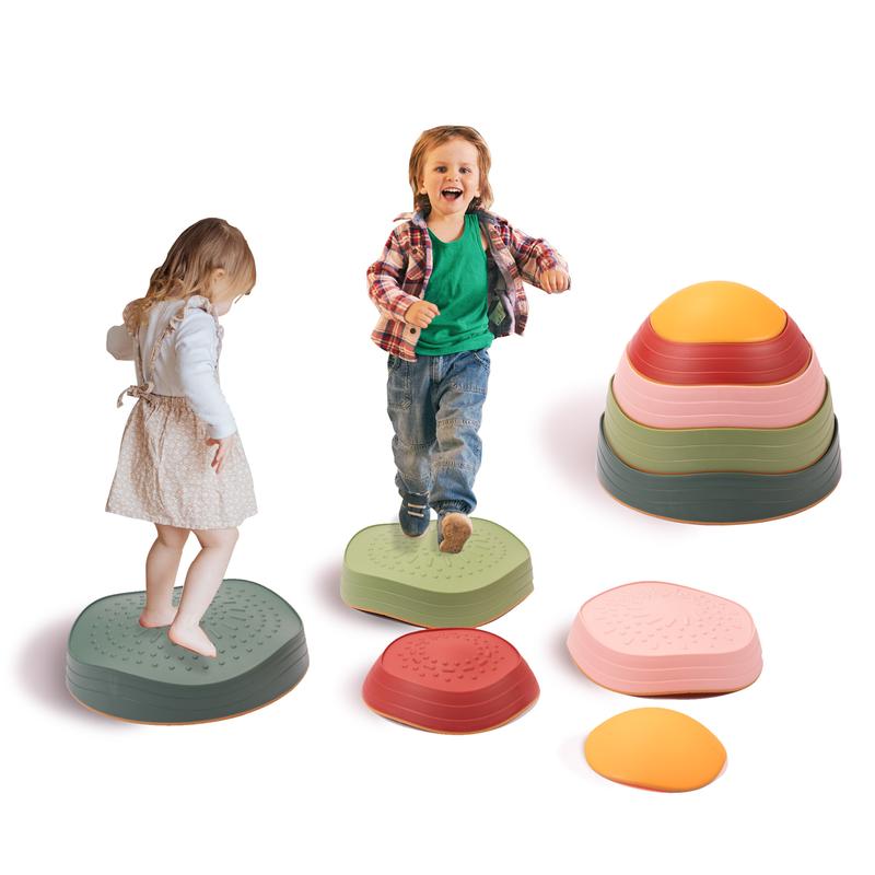 Stepping Stones for Kids, 5pcs Non-Slip Plastic Balance River Stones for Promoting Children's Coordination Skills Sensory Play Equipment Toys Toddler Ages 3 4 5 6 7 8 Years