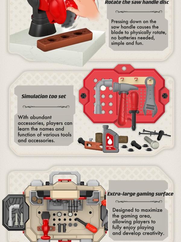 Toy Series - 78 pcs Mobile Tool Table: Little Engineer's Dream Workshop; High quality pretend play; summer holiday; birthday gift;