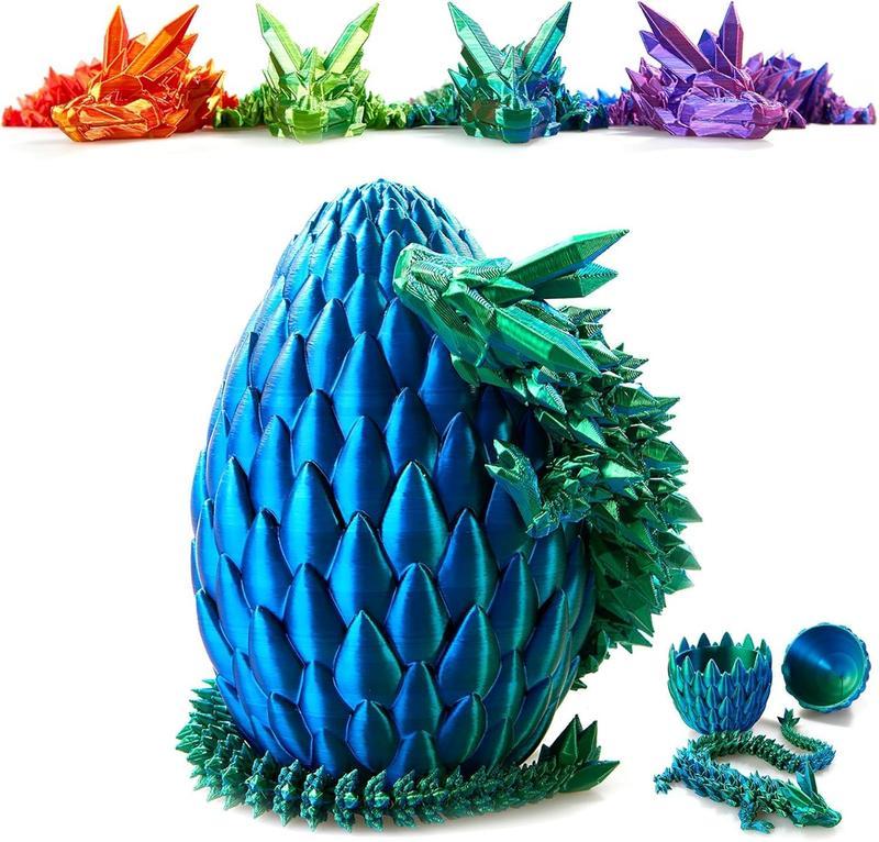 3D Printed Dragon Egg, Oriental dragon，15lnch Crystal Dragon inDragon Egg,Surprise Egg,Articulated Dragon,Fidget Toys for Executive Home OfficeDecor,Toys for Kids Gifts dragon sculpture,