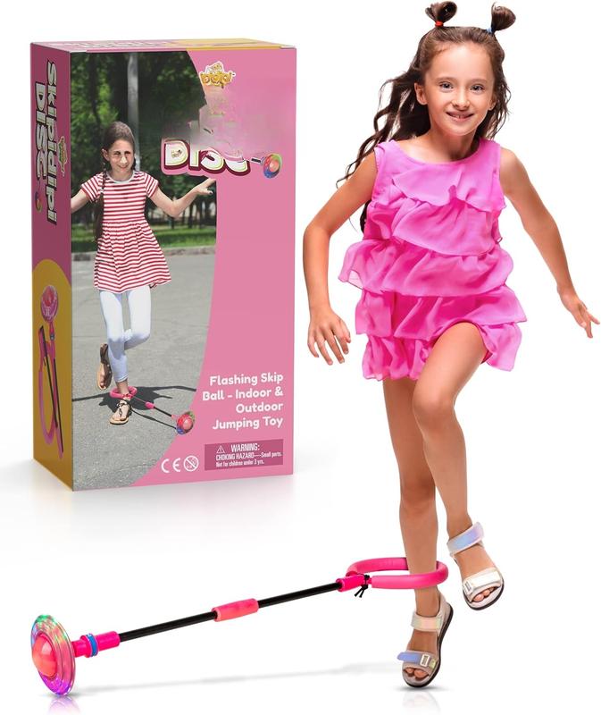 Skip It Ankle Toy - Pink Flashing Retro Skipit Toy Hopper Ball, Ankle Jump Rope Skip Ball - Improve Coordination, Get Exercise The Fun Way -  Retro Birthday Gift for  Ages 5-12