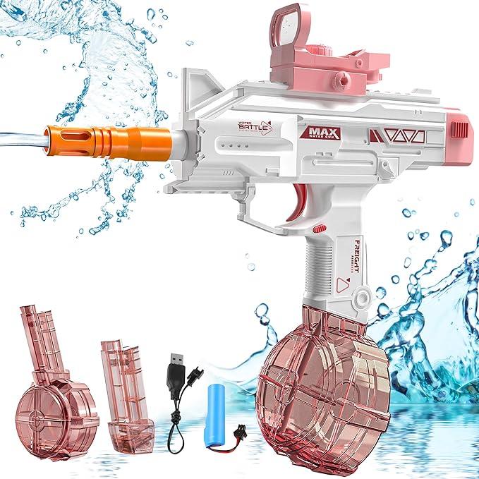 Summer children's fully automatic water shooting toy, large capacity water storage 500+cc electric water spray, outdoor beach, home swimming pool water battle game gatlingwaterblaster watergun blue memory training and observation