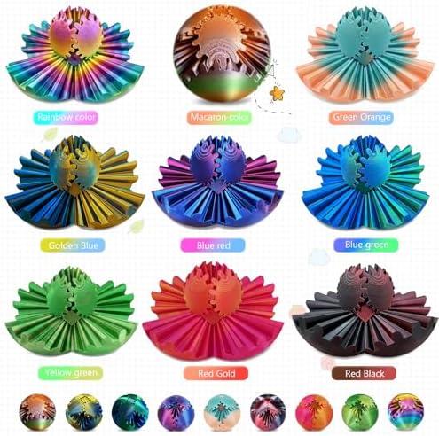 Gear Ball Gear Sphere 3D Printed Gear Ball Spin Ball or Cube Fidget Toy 3D Printed Gear Ball, Gear Sphere Fidget Toy, Gear Sphere Fidget ToysToy Gear Toy for Stress and Anxiety Relaxing Blue-Green