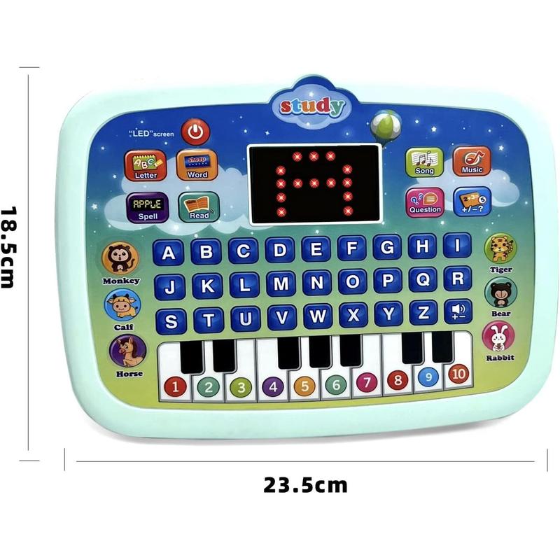 Tablet Toddler Learning Pad Interactive Toy with Screen -Educational Toys Fun Gifts -Music Piano ABC Numbers Words Spell Animals - for Boys&Girls 3+ (Blue)u2026u2026