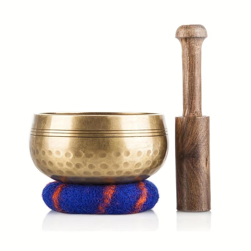 Singing Bowl & Drum Sticks & Pad, 1 Set Meditation Sound Bowl Set, Stress Relief Sound Bowl Meditation Supplies for Home & Yoga