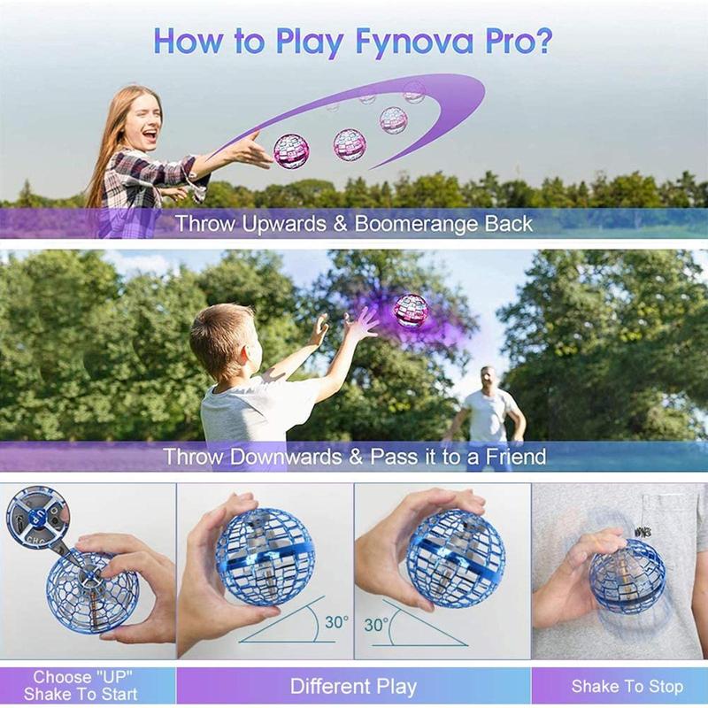 [Free shipping] Flying Orb Ball Toys 2024 Upgraded Hand Controlled Flying Orb RGB LED Lights Boomerang Spinner 360 Rotating Soaring UFO Mini Drone Toy Safe for Kids Adults Indoor Outdoor Toys Birthday Christmas Gifts