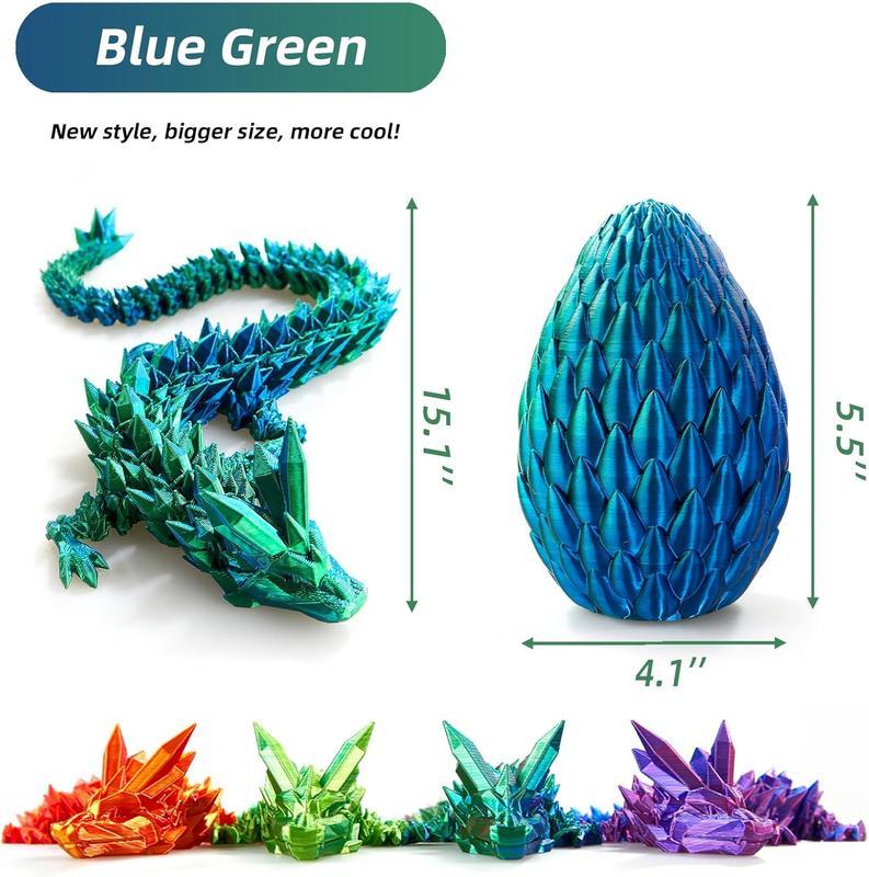 3D Printed Dragon Egg, Oriental dragon，15lnch Crystal Dragon inDragon Egg,Surprise Egg,Articulated Dragon,Fidget Toys for Executive Home OfficeDecor,Toys for Kids Gifts dragon sculpture,