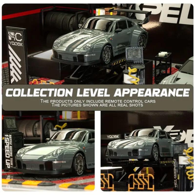 Rc Drift Car 1:24 Scale 4WD Remote Control Car 2.4 GHZ 20km h High Speed Racing Car With Drift Tires, Roadblocks And LED Headlights Dual Batteries Best Christmas, Halloween, Thanksgiving Gift