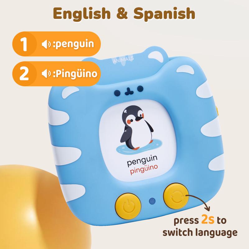 JoyCat Spanish & English Talking Flash Cards, Card Education Device, Speech Therapy Toys, Autism Sensory Toys, Language Toys, Phonics Flashcards