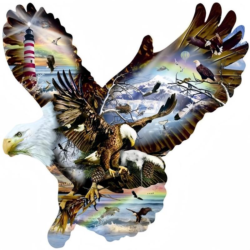 Eagle Pattern Diamond Arts Colorful Painting Kit, DIY Painting By Numbers Kit, Home Wall Craft Decoration