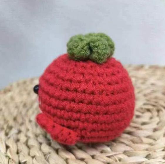 Cute Knitted Tiny Things Tomato with Base, Handmade Woolen Tomato Decor, Funny Crochet Tomato Doll for Home Decor, Gift, Stress Relief Office Tomato Doll