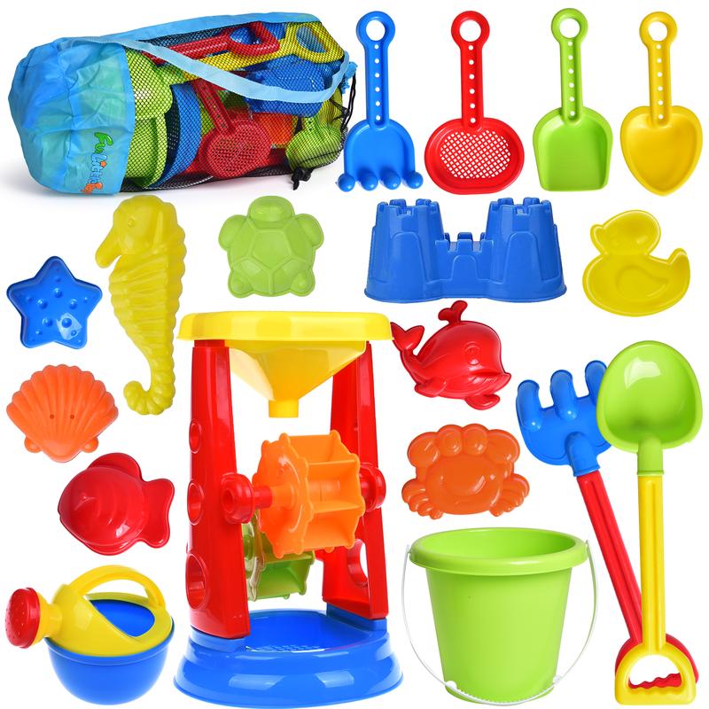 19PCS Sandcastle Building Kit Sand Molds & Shovels Set for Toddlers Outdoor Summer Activity Toys Pool Beach Water Toys