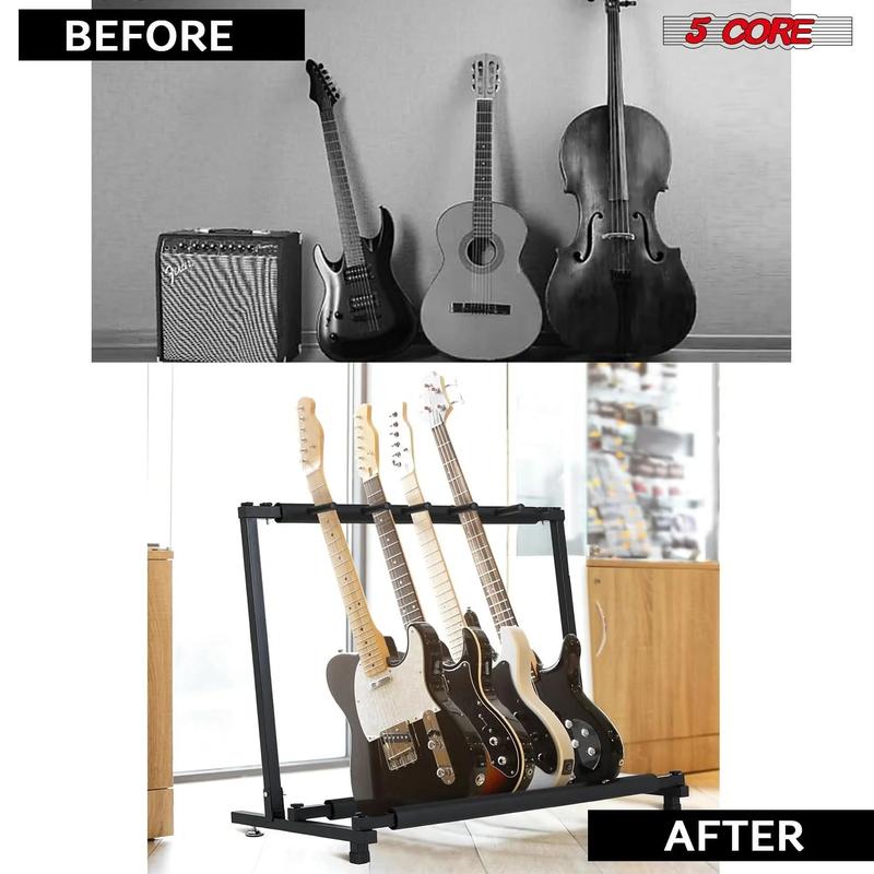 5 Core Multi Guitar Rack Stand Floor 5 Slot Adjustable Flying V Guitars Holder