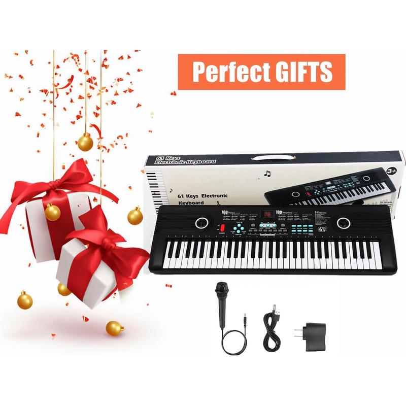 Keyboard Piano 61 Key Music Electric Piano For  Beginner W Dual Speaker Microphone Portable Digital Piano Birthday Christmas Gifts