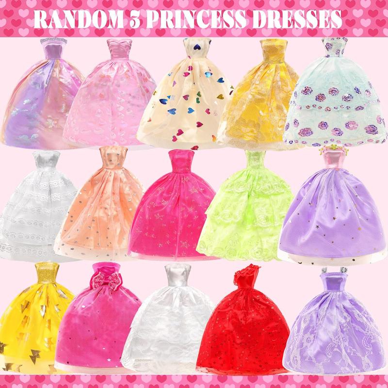 CHRISTMAS GIFT 47 PCS Doll Clothes and Accessories 3 PCS Wedding Gowns 3 Tops 3 Pants 3 PCS Fashion Dresses 2 Sets Swimsuits Bikini 6 Braces Skirt,