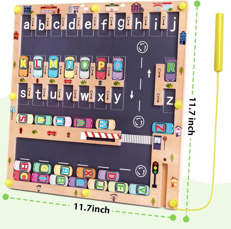 Wooden Magnetic Alphabet Maze Puzzle Montessori Fine Motor Skills Toy for Kids ABC Learning Game for Boys & Girls | Perfect Christmas & Birthday Gift