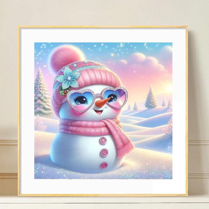 Snowman Pattern Diamond Arts Colorful Painting Kit without Frame, DIY 5D Diamond Decorative Painting Kit, Wall Art Ornaments for Home Living Room Bedroom