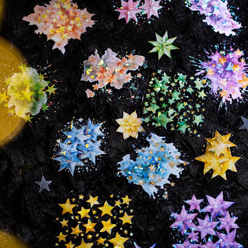 Star Themed Sticker, 10pcs set DIY Scrapbooking & Stamping Sticker, Decorative Sticker for Scrapbooking & Journal Making, Christmas Gift