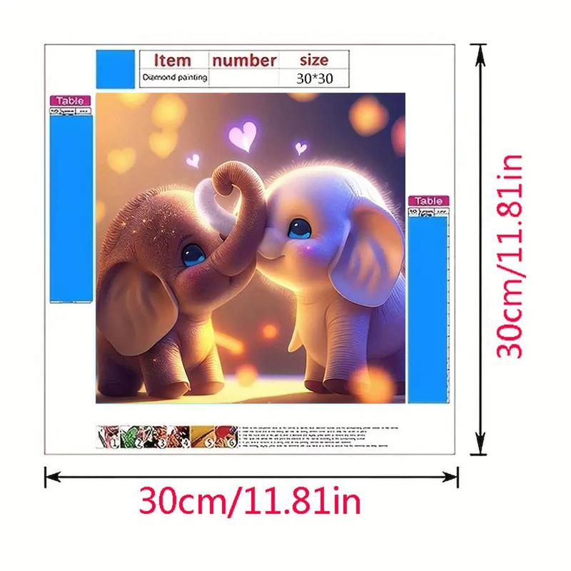 Elephant Pattern Artificial Diamond Art Painting Kit without Frame, DIY Decorative Art Craft, 5D Artificial Rhinestone Painting for Wall Decor