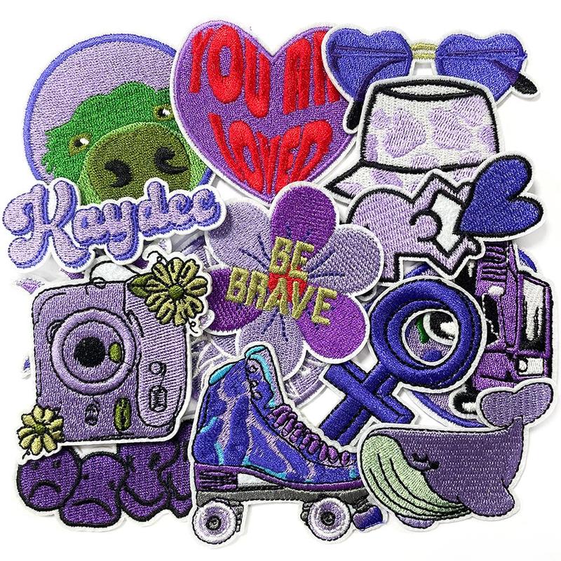 Cute Colorful Embroidery Patch, 16pcs set DIY Embroidery Kit for Clothes, Bags, Backpacks, Hats, Scarves, Pencils, Stationery, Home Decoration