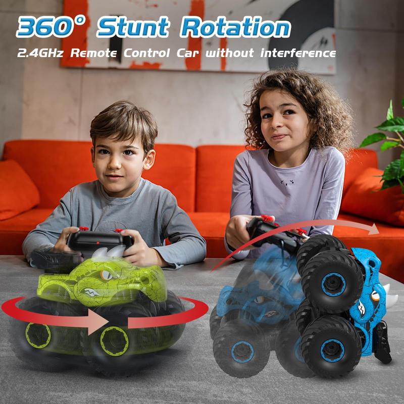 Kidcia Remote Control Dinosaur Car, 2.4GHz RC Monster Trucks for Boys with Spray, Light & Sound, All Terrain RC Cars with 2 Batteries, Dinosaur Toys for Kids 3 4 5 6 7 8, Christmas Birthday Gift, Red