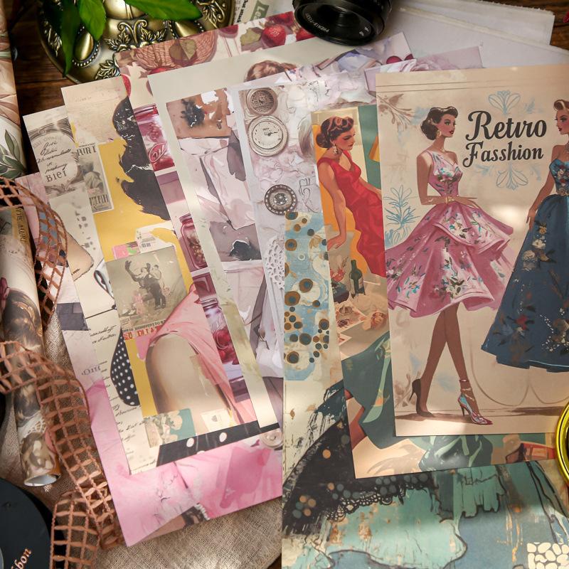 Mr. Paper Retro Girl Theme, Modern Style, Non Repetitive 15 Photos Set Of DIY Materials