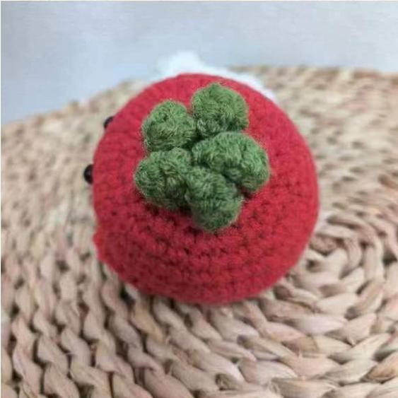 Cute Knitted Tiny Things Tomato with Base, Handmade Woolen Tomato Decor, Funny Crochet Tomato Doll for Home Decor, Gift, Stress Relief Office Tomato Doll