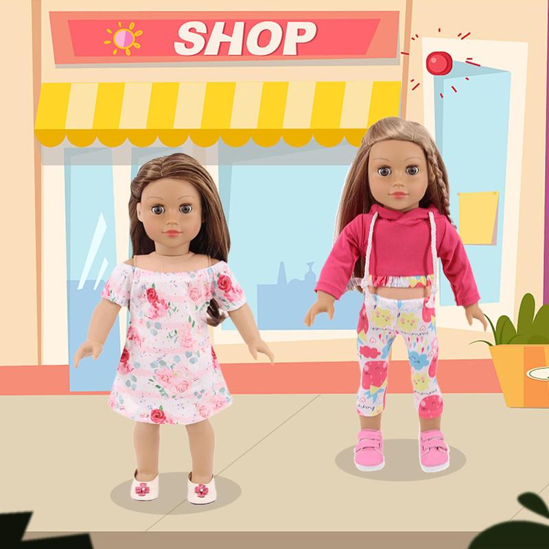 17 Pcs American Doll Clothes and Accessories for 18 Inch Doll, Including 18 Inch Doll Clothing Outfits Dress Pajama Frocks