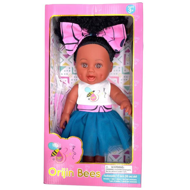 Orijin Bees Positively Puffy Baby Bee Doll Black Hair 3+ Natural Hair