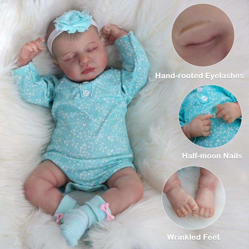 Wooroy Realistic Reborn Baby Dolls - Birthday Gift, Girl Gift, Kids Gift, Christmas Gift, Big Sister Gift, 20 Inch Lifelike Newborn Baby Doll Girl Real Life Baby Dolls Sleeping Soft Weighted Reborn Doll Gift Toys for 3+ Years