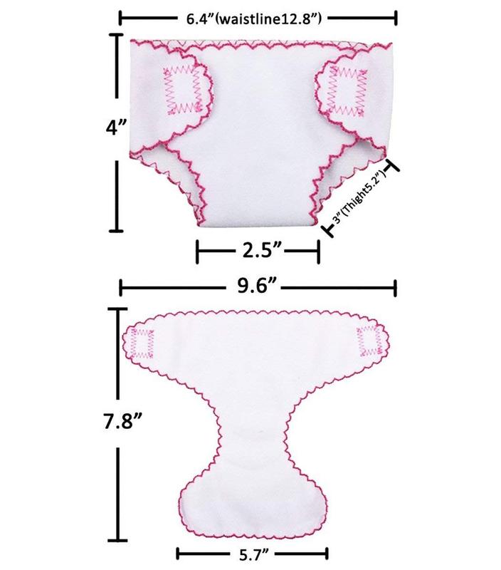 4 Pack Doll Diapers Doll Underwear and 2 Pack Doll Bibs for 14-18 Inch Baby Dolls, Suitable for Infant Baby Doll Girls Boys