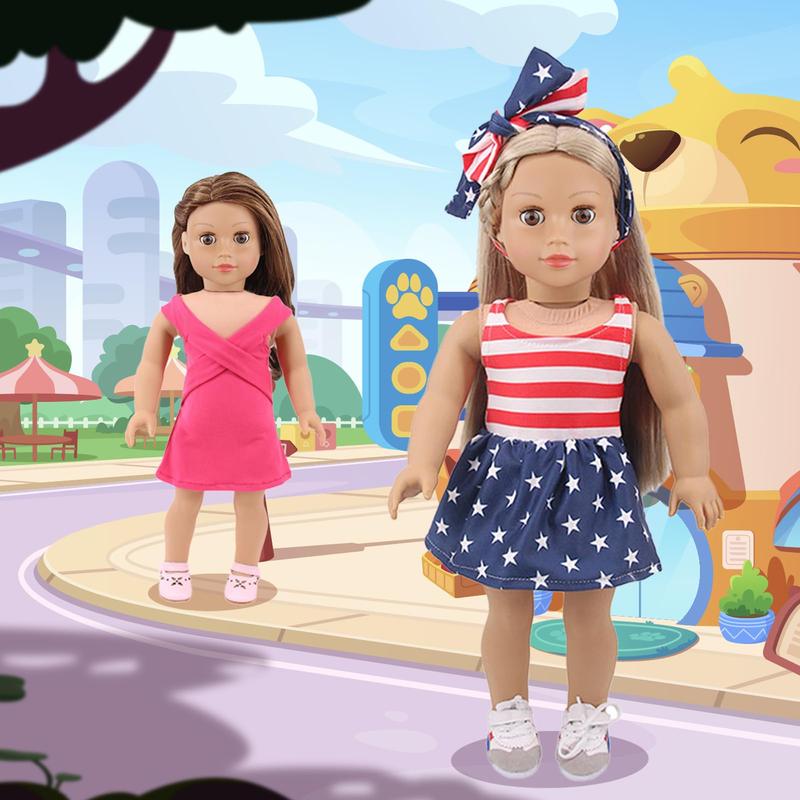 17 Pcs American Doll Clothes and Accessories for 18 Inch Doll, Including 18 Inch Doll Clothing Outfits Dress Pajama Frocks