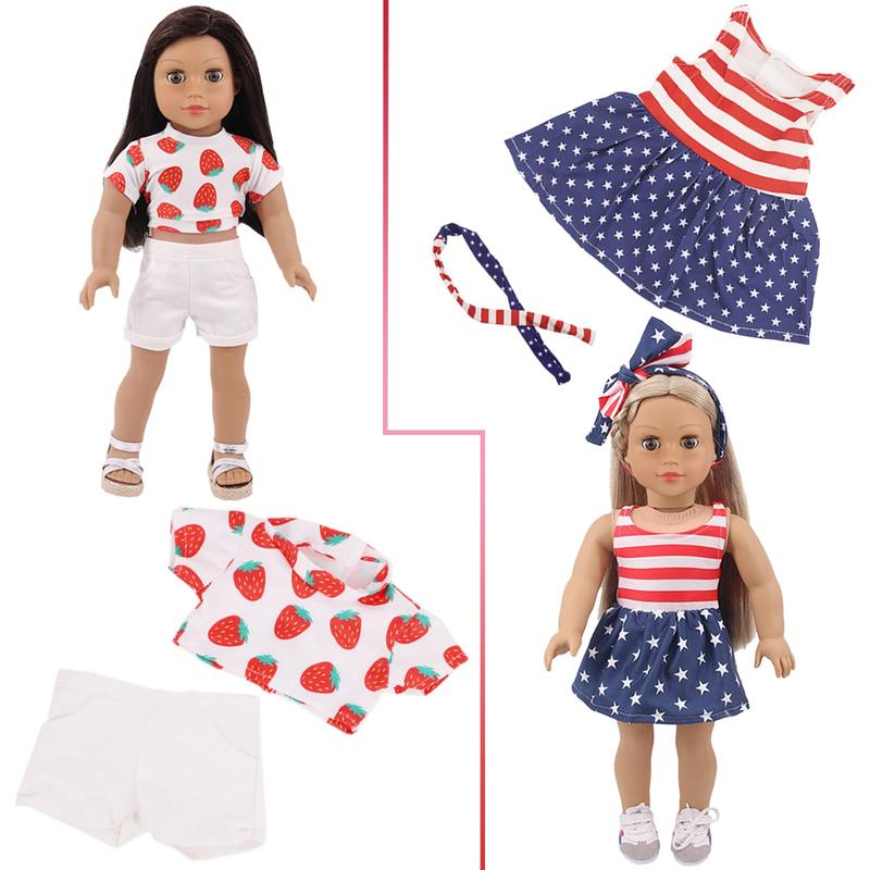 17 Pcs American Doll Clothes and Accessories for 18 Inch Doll, Including 18 Inch Doll Clothing Outfits Dress Pajama Frocks