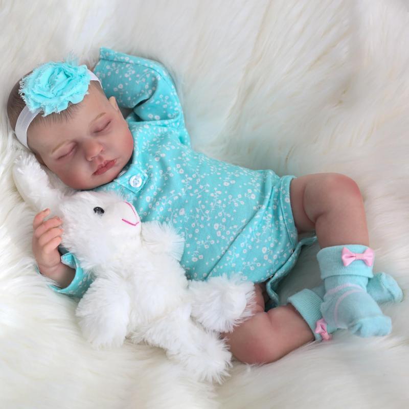 Wooroy Realistic Reborn Baby Dolls - Birthday Gift, Girl Gift, Kids Gift, Christmas Gift, Big Sister Gift, 20 Inch Lifelike Newborn Baby Doll Girl Real Life Baby Dolls Sleeping Soft Weighted Reborn Doll Gift Toys for 3+ Years