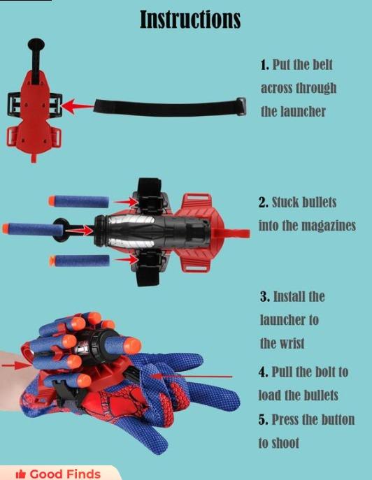 Random Spider Cosplay Launcher Glove Set Fun Toy- Wrist Launcher Included!