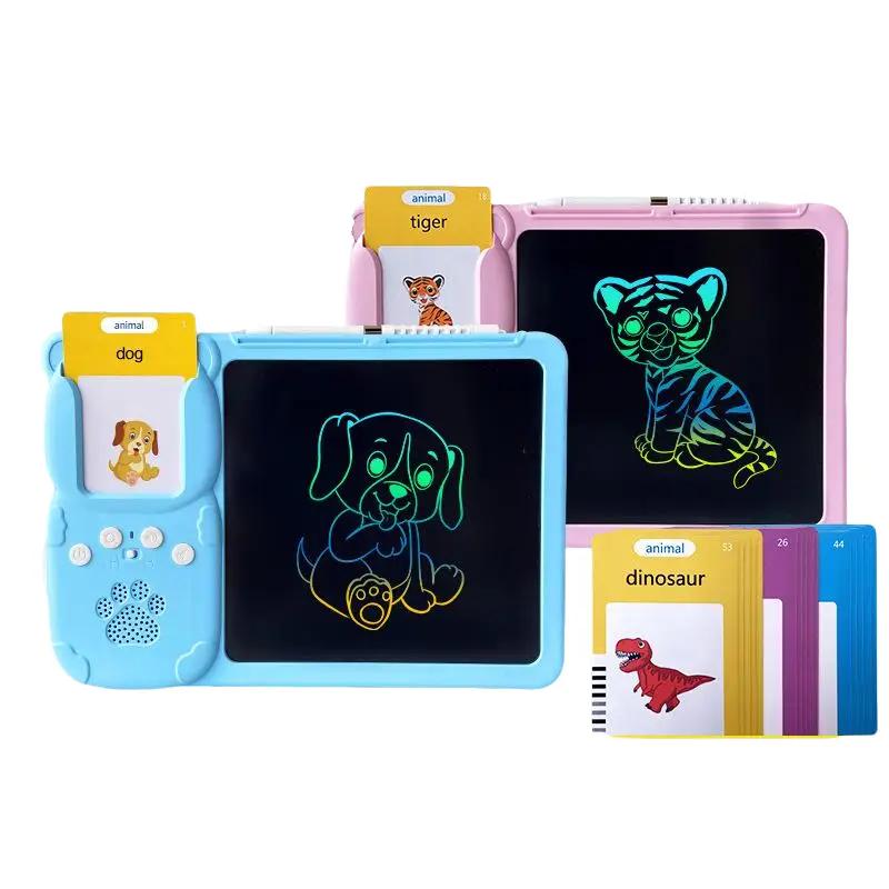 Fancy Fantastic Spanish+English Bilingual Children's LCD tablet Flash card drawing machine insert card graffiti painting board puzzle integrated machine，Learning Cards Machine