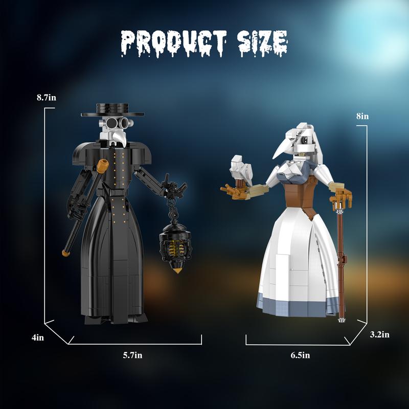 Classic Plague Doctor Couple Figure Building Blocks Set, Perfect Halloween Toys and Gifts for Fans and Kids (500 pcs)