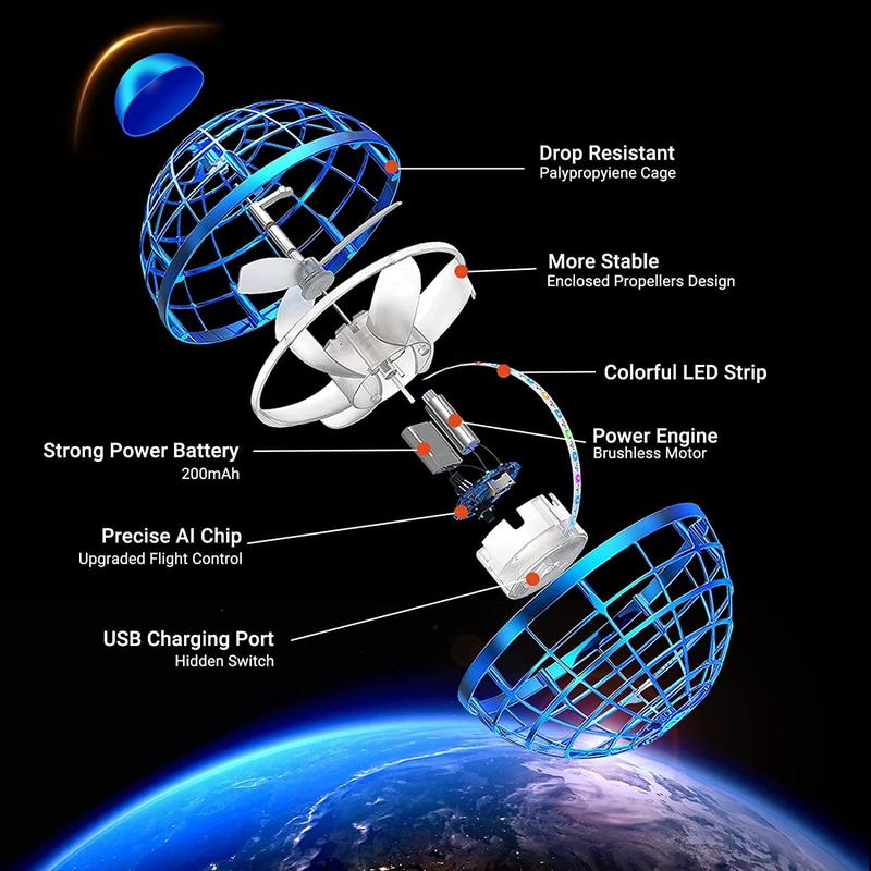 Galaxy Ball Flying Orb Ball: 2023 Upgraded Hover Orbs Cosmic Boomerang Ball - Glow Mini Orb Drone Galactic Fidget Spinner - Fly Orbi Pro Floating Ball Toy Nebula