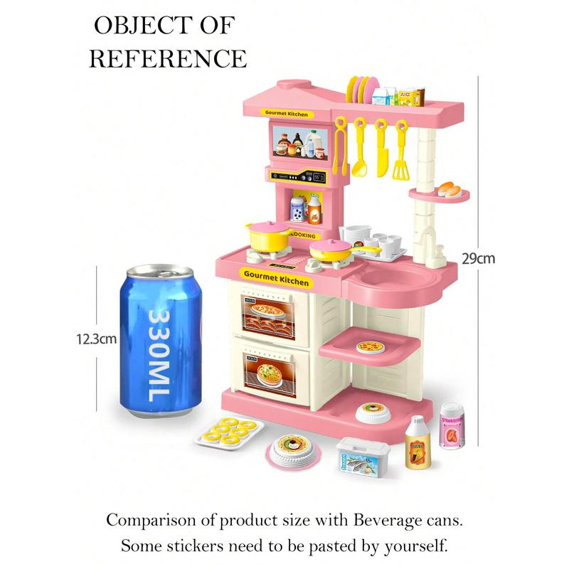 Christmas Decoration 1set Mini Kitchen Playset Pretend Play Toy with Realistic Look and Functional Equipment, Including Tableware, Bakeware, Cookware, Etc. Scene Simulation for Parent-Child Interaction and Educational Play,  Christmas Birthday Gift