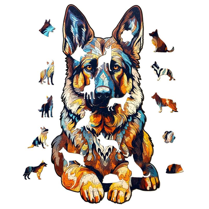 German Shepherd Wooden Jigsaw Puzzle - Perfect for Kids and Adults