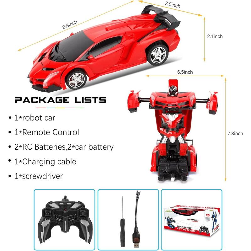 RC Transformer Car Toys for 4 5 6 7 8 Year Old Boys, Remote Control Car Toys for Kids Christmas Birthday Gifts