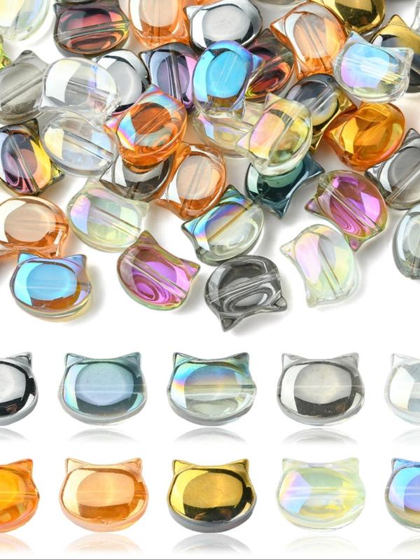 Mixed Color Cat Shaped Glass Beads, Cute Beads for Jewelry Making, Fashion Accessories for Bracelet & Necklace & Earrings Making