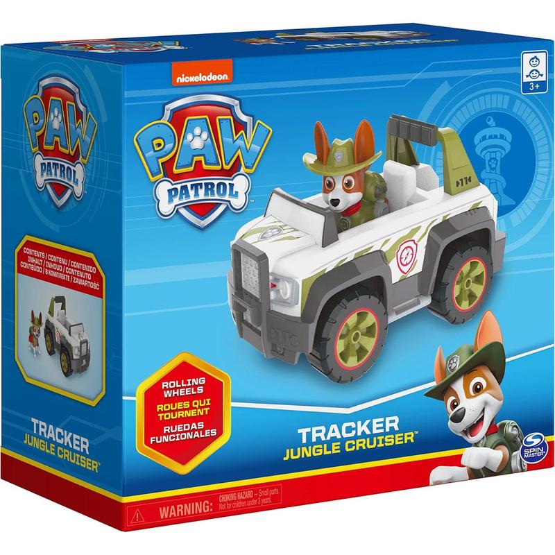 Paw Patrol, Tracker’s Jungle Cruiser Vehicle with Collectible Figure, for Kids Aged 3 and up