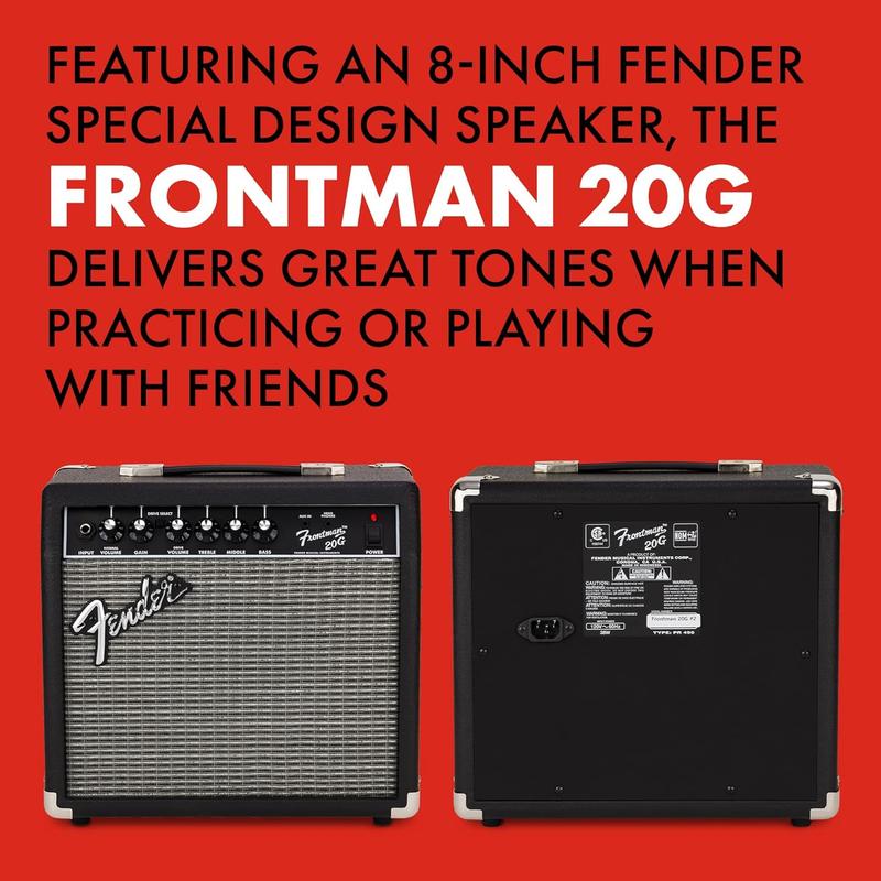 Frontman 20G Guitar Amp, 20 Watts, with 2-Year Warranty 6 Inch Fender Special Design Speaker, 10x16x16 inches