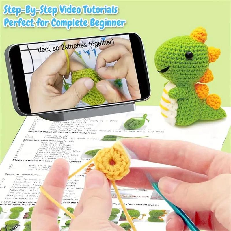 Crochet Animal Kit, 1 Set DIY Crochet Kit with 4 Counts Crochet Animal Set, Knitting Supplies for Beginners, DIY Crochet Kit for Adults & Boys & Girls, Summer Gifts