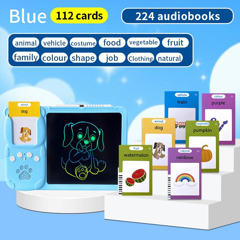 Fancy Fantastic Spanish+English Bilingual Children's LCD tablet Flash card drawing machine insert card graffiti painting board puzzle integrated machine，Learning Cards Machine