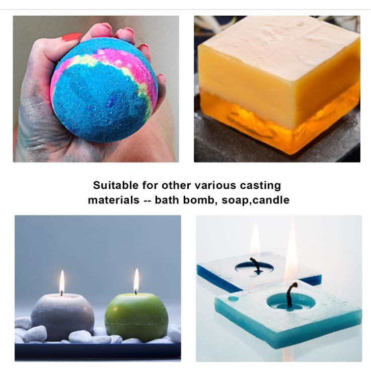 Silicone Resin Molds 5Pcs Resin Casting Molds Including Sphere, Cube, Pyramid, Square, Round with 1 Measuring Cup & 5 Plastic Transfer Pipettes for Resin Epoxy, Candle Wax, Soap, Bowl Mat etc